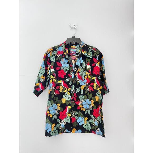 Reyn Spooner Hawaiian shirt vibrant floral and toucan bird pattern size Large - Picture 1 of 9